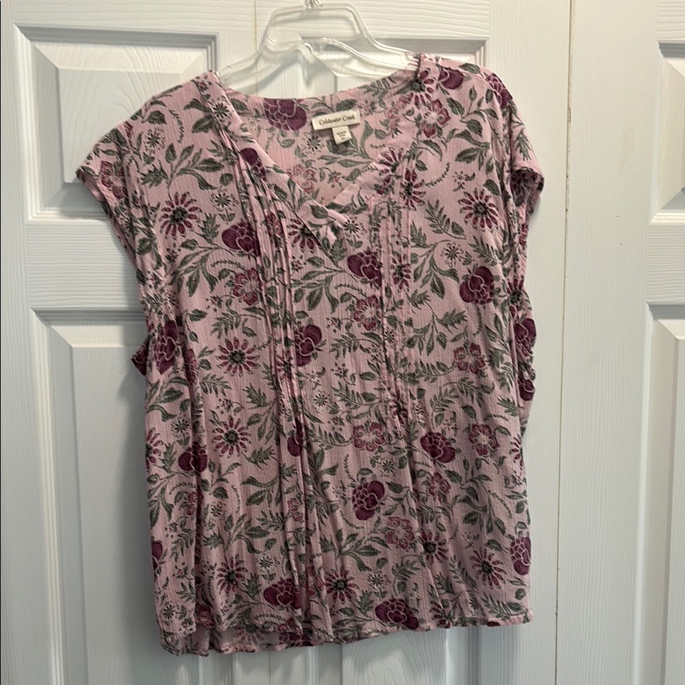 Coldwater Creek Pink Boxy Blouse with Pleated Details